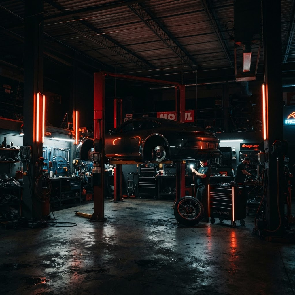 Autoservis AZK Services v noční garáži